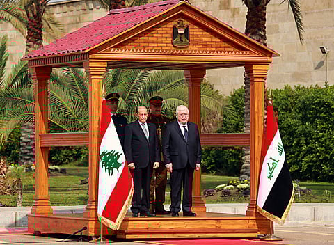 Iraqi President Fuad Masum (R) and Lebanese President Michel Aoun in Baghdad | AP