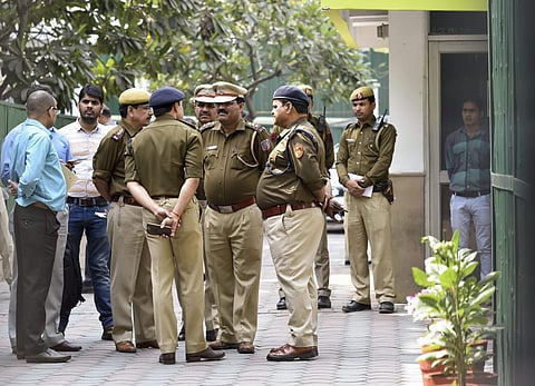 Police conduct an investigation in the case of the alleged assault on Chief Secretary Anshu Prakash by Aam Aadmi Party MLAs at Delhi Chief Minister Arvind Kejriwal's residence in New Delhi on Friday. (PTI)