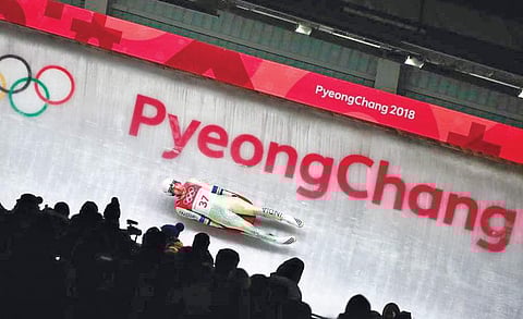 India’s luge athlete Shiva Keshavan during his race at the PyeongChang Winter Olympics.
