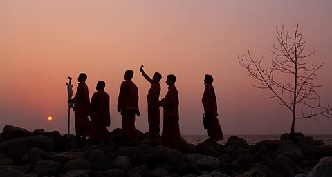 A group of people conducting 'Devastha Vili', a primitive christian ritual practised by the Catholics of coastal region during lent near Maruvakkadu Velekanni Church Chellanam in Kochi. (EPS | Melton Antony)