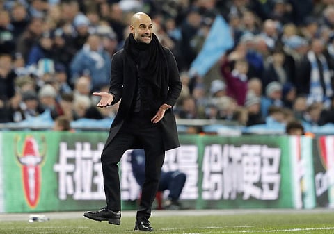 Manchester City manager Pep Guardiola during his team's League Cup final against Arsenal | AP