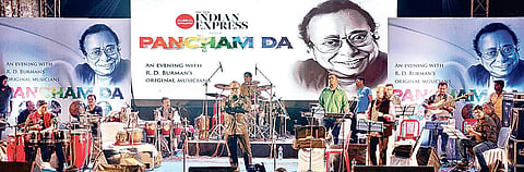 The artistes of musical group associated with legendary RD Burman performing during ‘Pancham Da’ organised by The New Indian Express in Bhubaneswar on Sunday | Express