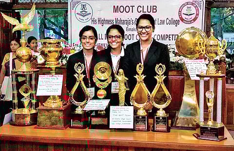 The SASTRA team, which won the 18th All India Moot court competition for advocate T S Venkateswara Iyer Memorial trophy at Govt Law College in Ernakulam | Express