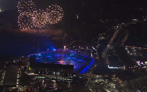 In this image made from video, fireworks are seen over Pyeongchang Olympic Stadium during the opening ceremony of the 2018 Winter Olympics in Pyeongchang | AP