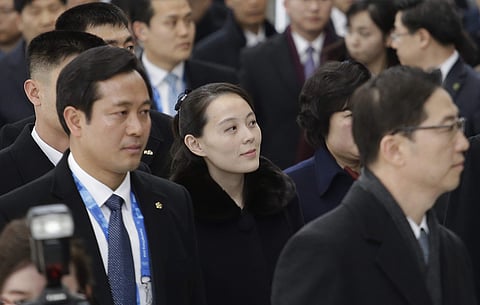 Kim Yo Jong, center, North Korean leader Kim Jong Un's sister, arrives at the Incheon International Airport in Incheon, South Korea. (Photo | AP)