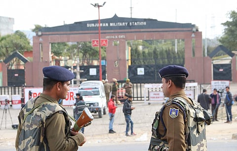 Security personnel guard at Sunjuwan Military Station during a terrorist attack in Jammu. (File Photo | PTI)