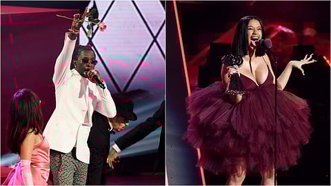 Young Thug joins Camila Cabello's performance | Cardi B accepts the Best New Artist award during the 2018 iHeartRadio Music Awards (AP)