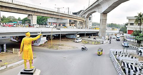 Kathipara Flyover area, where Chennai Metro Rail will develop an urban square-cum-multimodal interchange point | RAKESH KUMAR