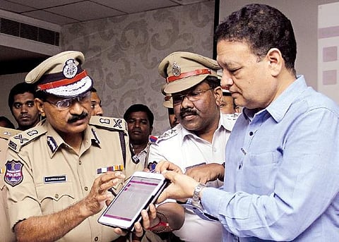 A file image of Mahendar Reddy at the launch of M-wallet app at commissionrate office in Hyderabad on Tuesday | sathya keerthi