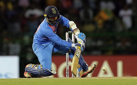 India's Dinesh Karthik plays a shot against Bangladesh during the finals of Nidahas triangular Twenty20 cricket series in Colombo. | Photo: AP
