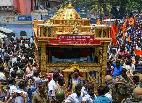 Vishwa Hindu Parishad's VHP Ram Rajya Rath Yatra which started from Ayodhya reached Tamil Nadu through Tirunelveli district on Tuesday.(PTI)