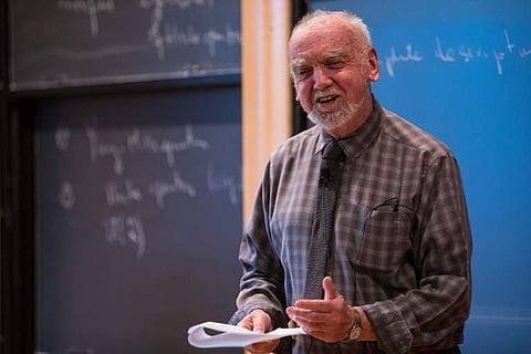 Robert Langlands, Professor Emeritus in the School of Mathematics, at a 'Beyond Endoscopy' conference held at the Institute in fall 2016, which centered on various aspects of functoriality beyond endoscopy. (Photo| AFP)