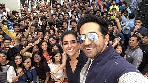 Ayushmann Khurana and Sanya Malhotra at Bennett University, Greater Noida (Twitter | @ayushmannk)
