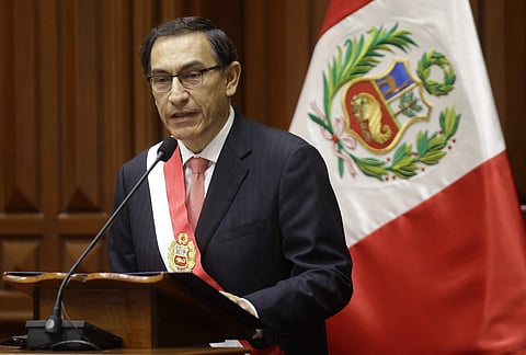 Martin Vizcarra delivers his first spech to legislators as Peru's newly-sworn in president. (Photo | AP)