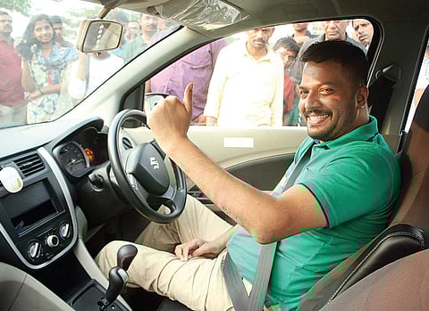 Prajith Jaipal in his altered car | TP Sooraj