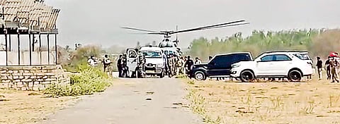 The body of the deceased Greyhounds constable Sushil Kumar and three other police personnel, who were injured in the gunbattle, were being airlifted to Bhadrachalam. | Express