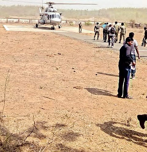 The helicopter brought to airlift bodies on Friday | Express