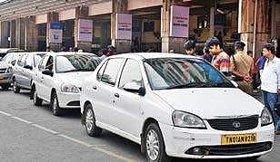 Commuters prefer a taxis over TSRTC buses from RGIA (File photo)