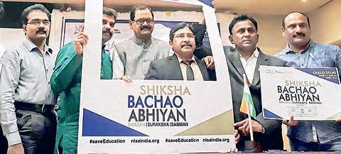 Stakeholders release the Chalo Delhi poster in Vijayawada on Friday | Express