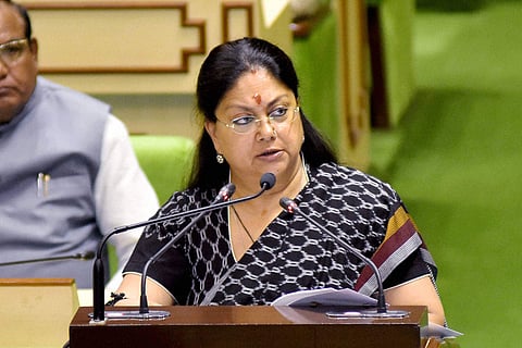 A file image of Rajasthan Chief Minsiter Vasundhara Raje.