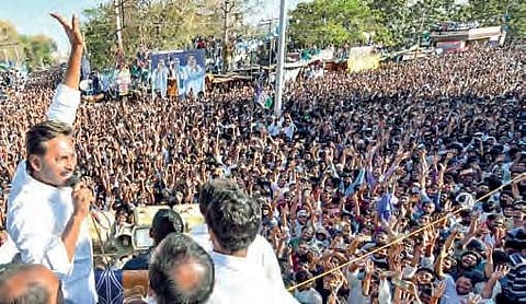 YSRC president YS Jaganmohan Reddy addressing a gathering | Express