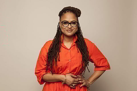 In this Feb. 25, 2018 photo, Director Ava DuVernay poses for a portrait at The W Hotel in Los Angeles to promote her film, 'A Wrinkle in Time.' The film opens March 9. (Photo by [Rebecca Cabage/Invision/AP)