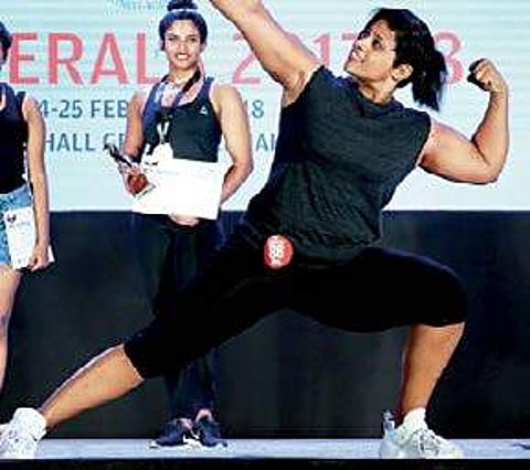 Amrutha Mohan at the Miss Kerala Athletic Physique organised by the Bodybuilding Association of Kerala