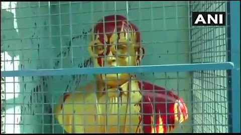 Unidentified miscreants poured paint on the bust of Dr BR Ambedkar in Tiruvottiyur, Chennai on Wednesday night. (Twitter Photo : ANI)