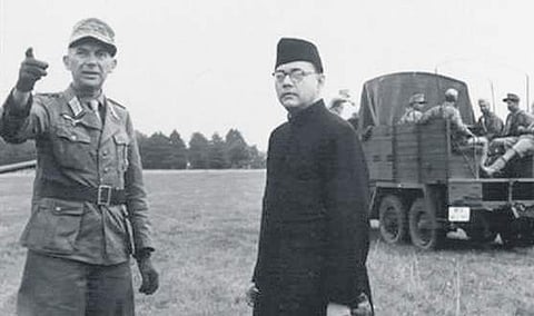 Subhas Chandra Bose with German soldiers