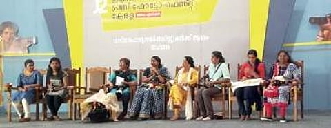 Women photojournalists interacting with students in Thiruvananthapuram on Wednesday
