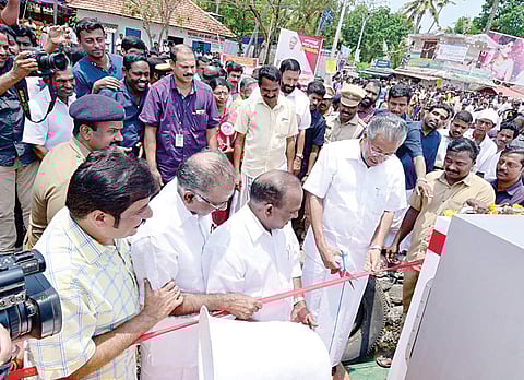 Chief Minister Pinarayi Vijayan inaugurates the fist rescue-cum-ambulance boat at Panavally near Cherthala on Monday | Express