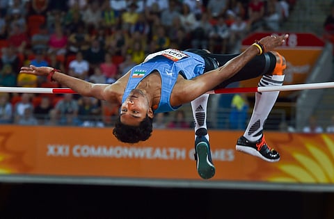 India's Tejaswin Shankar competes in the Men's High Jump final during the Commonwealth Games 2018 in Gold Coast Australia on Wednesday. (PTI)