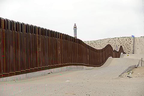 This section of the border wall that was recently built near the Mexican town of Anapra shows the new type of 'bollard' wall that be built near Santa Teresa, N.M., Monday, April 9, 2018.