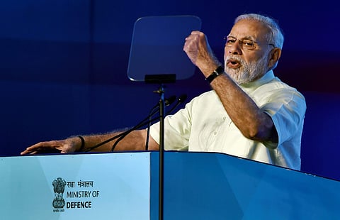 Prime Minister Narendra Modi at the DefExpo in Tamil Nadu on Thursday (PTI Photo)