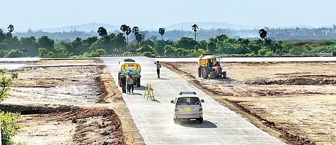 Helipad getting ready for Prime Minister Narendra Modi’s visit to inaugurate the Defence Expo 2018 in Chennai, on Wednesday. | (P Jawahar | EPS)