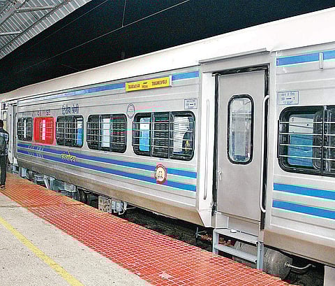 Paintless coaches of an Antyodaya rake stationed at Tambaram | Express