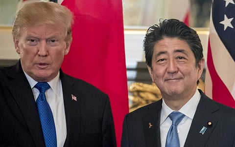 US President Donald Trump and Japanese Prime Minister Shinzo Abe. (File | AP)