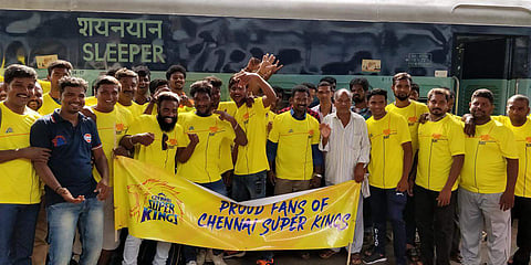 A special train carrying fans left Chennai Central for Pune to root for the team in Friday’s ‘home’ game against Rajasthan Royals. (Photo | Chennai Super Kings)