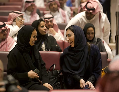 Movies screened in Saudi cinemas will be subject to approval by government censors, and Wednesday night's premiere was no exception. Scenes of violence were not cut, but a final scene involving a kiss was axed. Still, it's a stark reversal for a country w