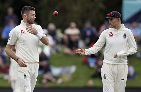 England seamer James Anderson (L) with skipper Joe Root | AP