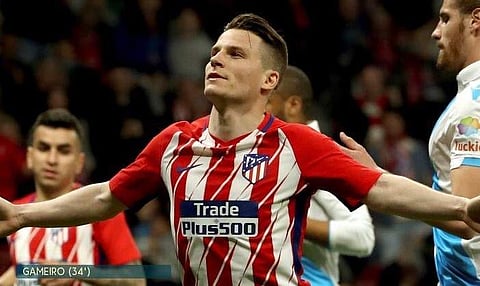 Atletico Madrid's Kevin Gameiro celebrates after scoring against Deportivo La Coruna (Twitter/Kevin Gamerio)