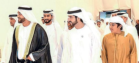 Sheikh Hamdan bin Mohammed al Maktoum (centre) with Rashid Aslam (left)