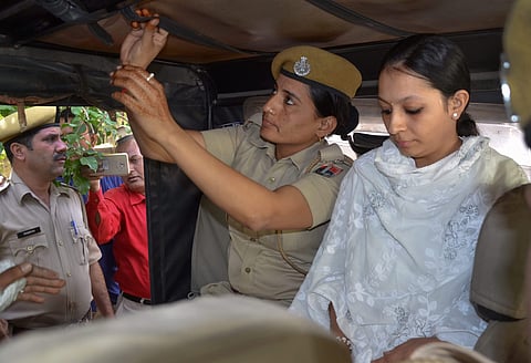 Shilpi, a key aide of Asaram Bapu and co-accused in a sexual assault case being produced at the court in Jodhpur on Wednesday. | PTI