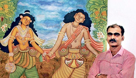 Photos: K Sridhar/Remesh Kovummal’s painting of middle-class lovers
