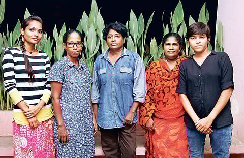 From left: Geetha (treasurer), Eshwari (secretary), Vaishali Subramanian (president), Angel Samraj (vice-president) and Meena Mirutharasi (joint secretary) of SIFWA