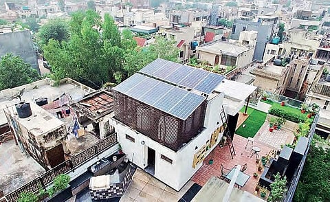 Solar power station installed on a rooftop of a house. (File photo)