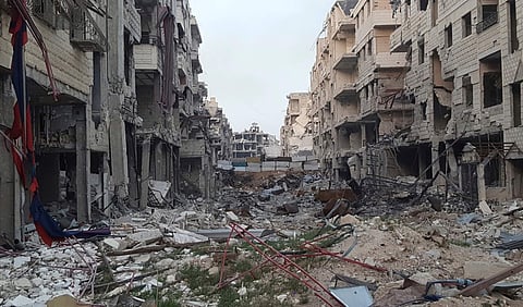 A view of damaged buildings due to airstrike, image used for representational purpose. | AP
