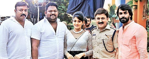 Radhika along with director Srijai, actor Ramesh Aravind, executive producers Raviraj and Yadav.