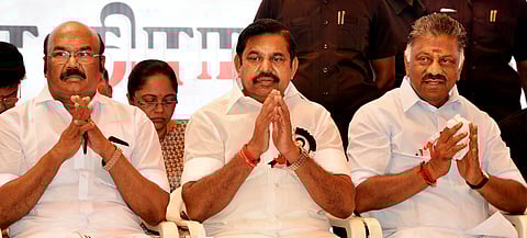 Chief Minister Edappadi K Palaniswami and Deputy Chief Minister O Panneerselvam targetted DMK over the Cauvery issue. (EPS)