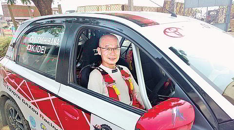 Toyota Kirloskar Motors MD (India) Akito Tachibana taking part in a recent car rally